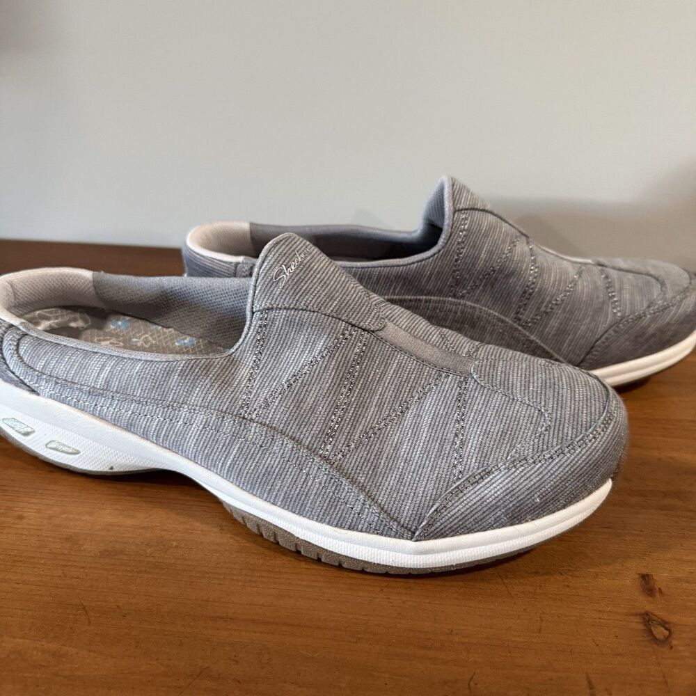 Skechers Commute Time Mules Shoes Womens Size 11 Gray Slip On Clogs Comfort